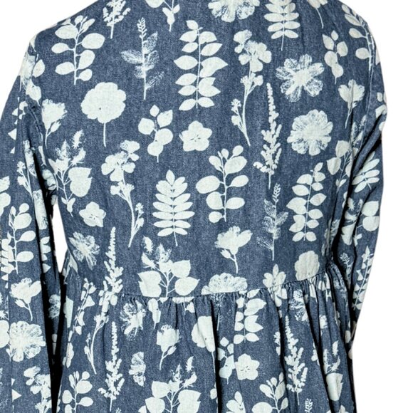 Girls Long Sleeve Floral Dress With Pockets, Full Skirt, Rose Gold Button, SZ 6 - Picture 4 of 14